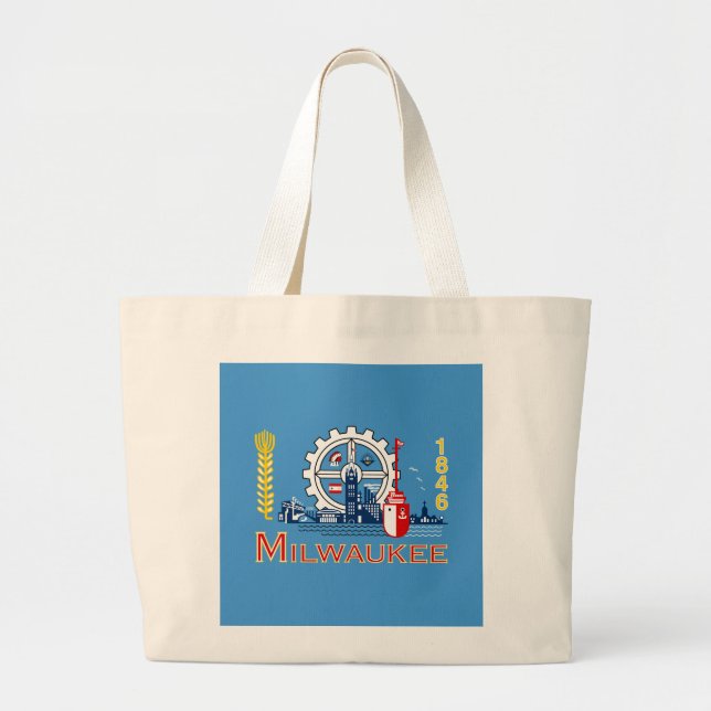Bolsa Tote Grande Flag of Milwaukee, Wisconsin  (Frente)