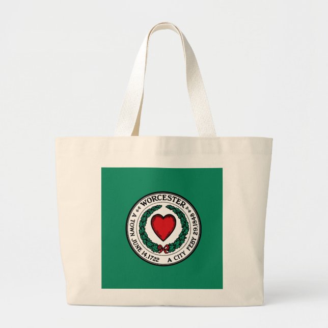 Bolsa Tote Grande Flag of Worcester, Massachusetts  (Frente)