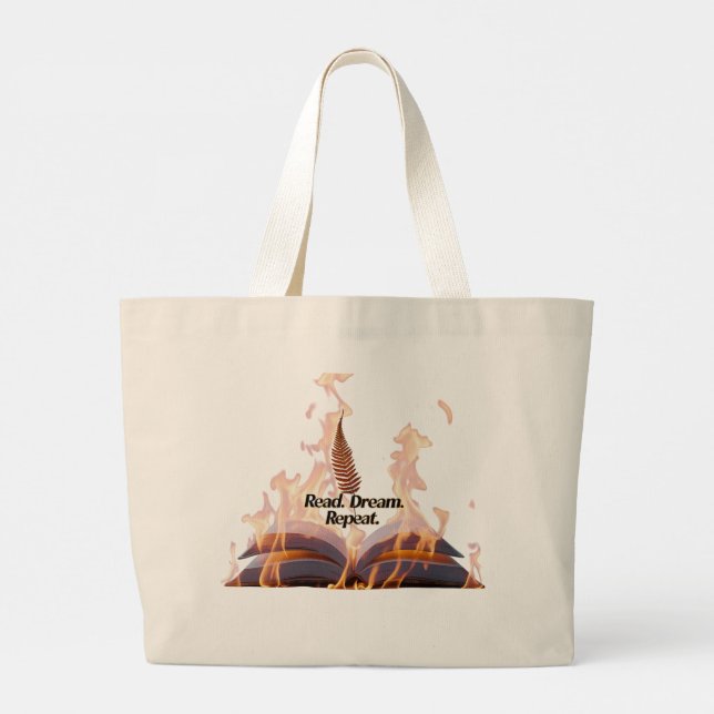 Bolsa Tote Grande Flaming Book Jumbo Tote Bag - Read Dream Repeat  (Verso)