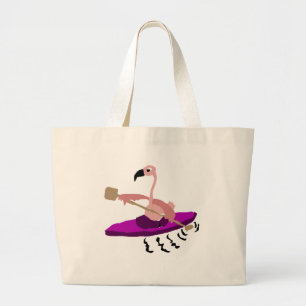 Bolsa Tote Grande Flamingo engraçado que Kayaking