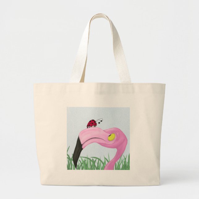 Bolsa Tote Grande Flamingo Rosa bonito (Frente)