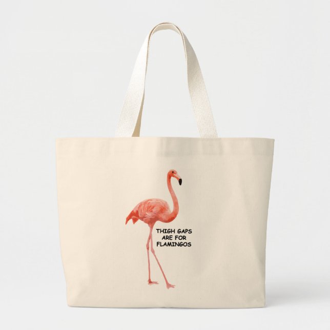 Bolsa Tote Grande Flamingo Rosa Inspiracional Brilhante (Frente)