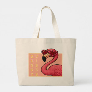 Bolsa Tote Grande Flamingo Rosa Vibrações Ensolaradas