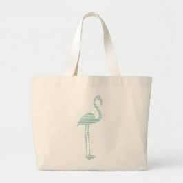 Bolsa Tote Grande Flamingo - tiras - azul e branco