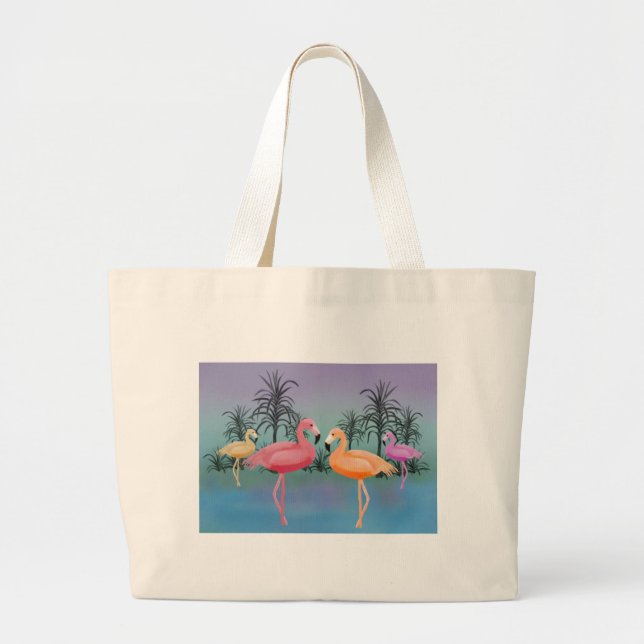 Bolsa Tote Grande Flamingos fabulosos (Frente)