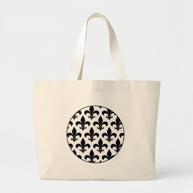 Bolsa Tote Grande Fleur de lis Pattern francês (Frente)