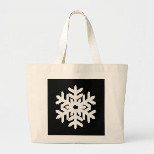 Bolsa Tote Grande Floco de neve Ikat - Preto e branco
