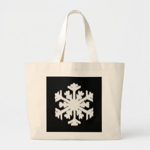 Bolsa Tote Grande Floco de neve Ikat - Preto e branco