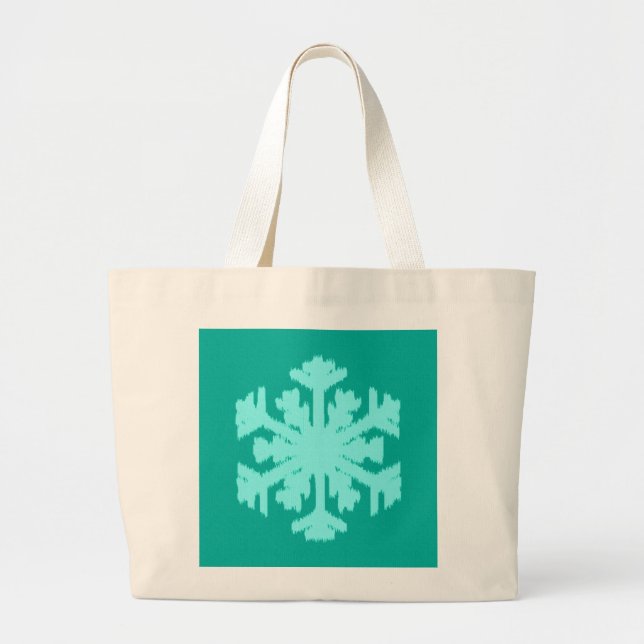 Bolsa Tote Grande Floco de Neve Ikat - Turquesa e aqua (Frente)