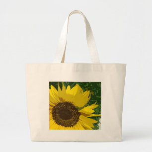 Bolsa Tote Grande Flor artística do girassol amarelo brilhante
