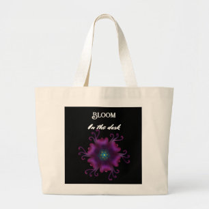 Bolsa Tote Grande Flor Botânica Escura Roxa Gótica 