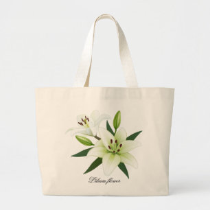 Bolsa Tote Grande Flor branca de Buquê Lírio