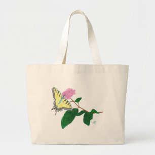 Bolsa Tote Grande Flor da Borboleta Amarelo