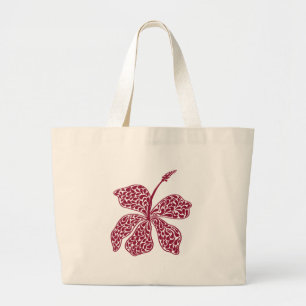 Bolsa Tote Grande Flor de Hibisco Vermelho