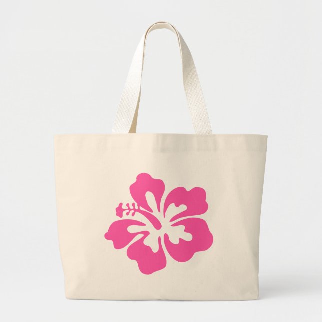 Bolsa Tote Grande Flor de Hibiscus Rosa (Frente)