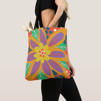Bolsa Tote Grande flor de laranja