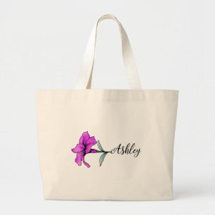 Bolsa Tote Grande Flor de lírio Rosa Personalizado