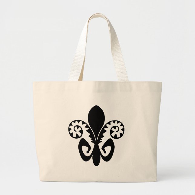 Bolsa Tote Grande Flor de lis do jazz (preto) (Frente)