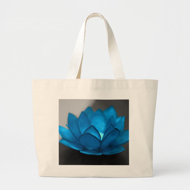 Bolsa Tote Grande Flor de Lotus azul (Frente)