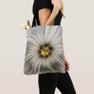 Bolsa Tote Grande Flor de Marfim, Abstrato Moderna Arte Fract