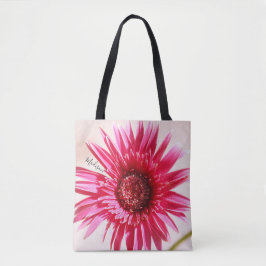 Bolsa Tote Grande Flor de Margarida Rosa, personalizada