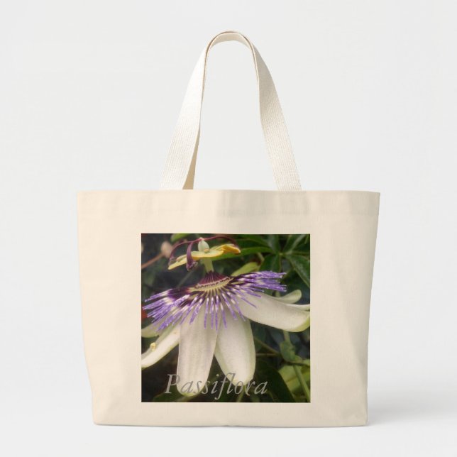 Bolsa Tote Grande Flor de Paixão Branco e Mauve (Frente)