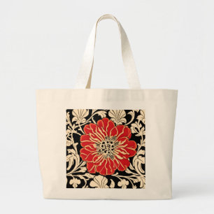 Bolsa Tote Grande Flor Grande de Arte Vermelha Nouveau
