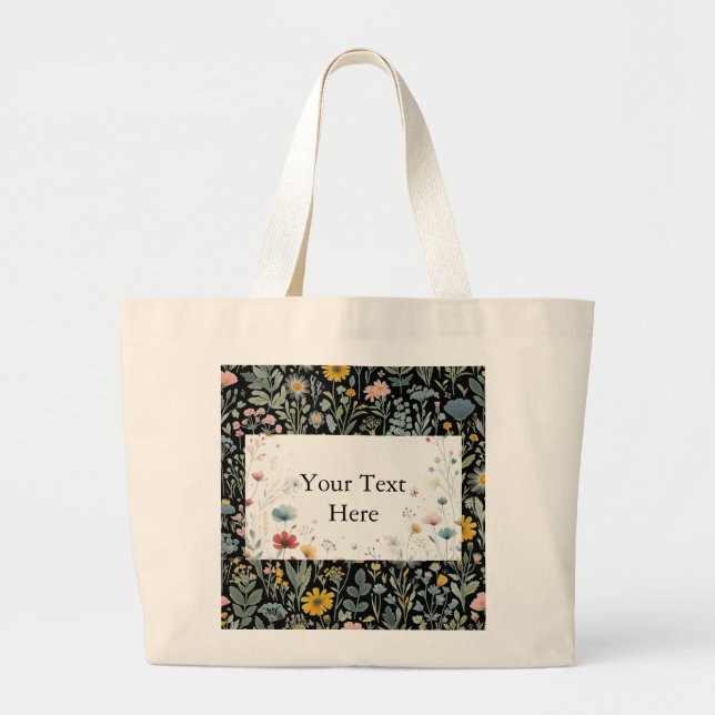 Bolsa Tote Grande Flor no estilo: personalizável (Frente)