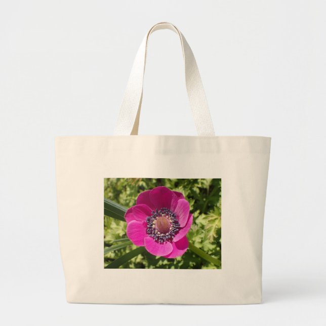 Bolsa Tote Grande flor púrpura exótica, macro foto - (Frente)