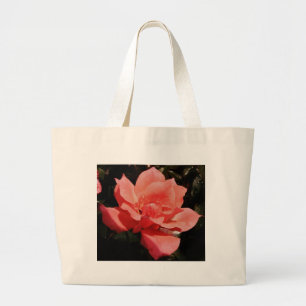 Bolsa Tote Grande Flor Rosa Rosa Rosa Pêssego bonito