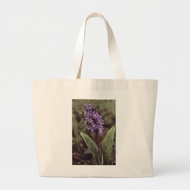 Bolsa Tote Grande Flor Selvagem: Orquídeas Púrpura Precoce (Frente)