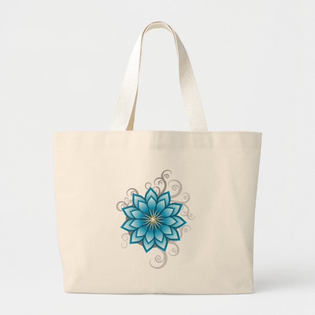 Bolsa Tote Grande Floral - azul (Frente)