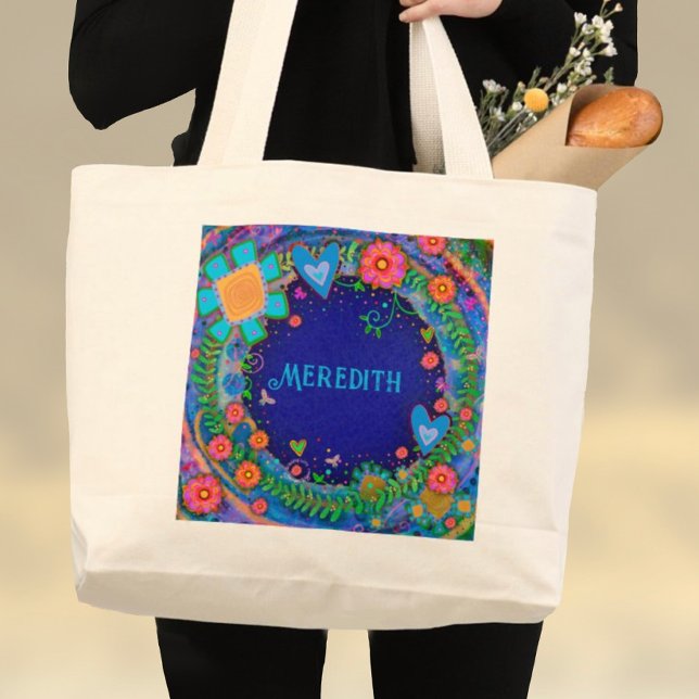 Bolsa Tote Grande Floral Azul Inspirividade Tote Bag (Criador carregado)