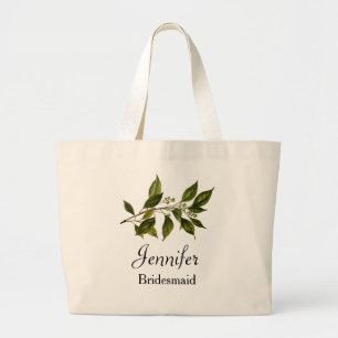 Bolsa Tote Grande Floral Branch Greenery Tamanhos Casamento Bridesma