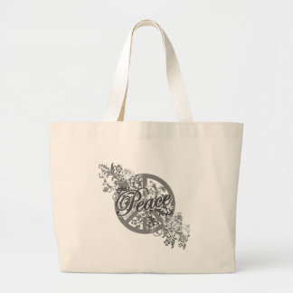 Bolsa Tote Grande Floral filigrana do sinal de paz