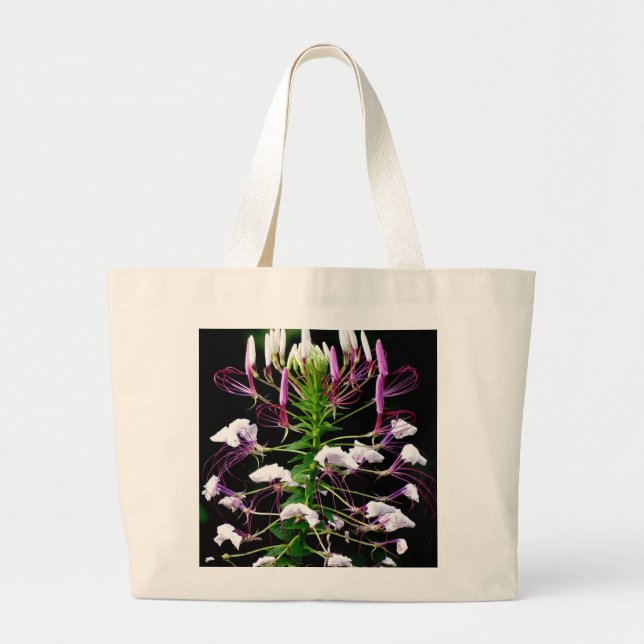 Bolsa Tote Grande Floral roxo da flor de aranha de Hassleriana do (Frente)
