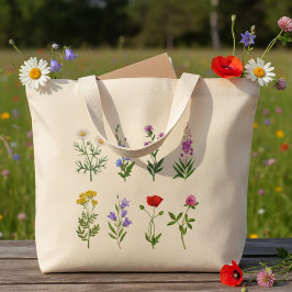 Bolsa Tote Grande Floral tote bag, canvas tote bag with wildflowers