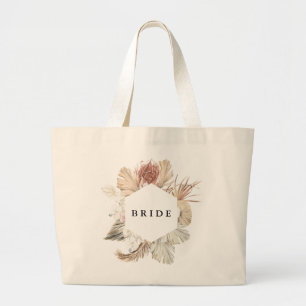 Bolsa Tote Grande Floral Tropical de Grama Seca Pampas da Praça Noi