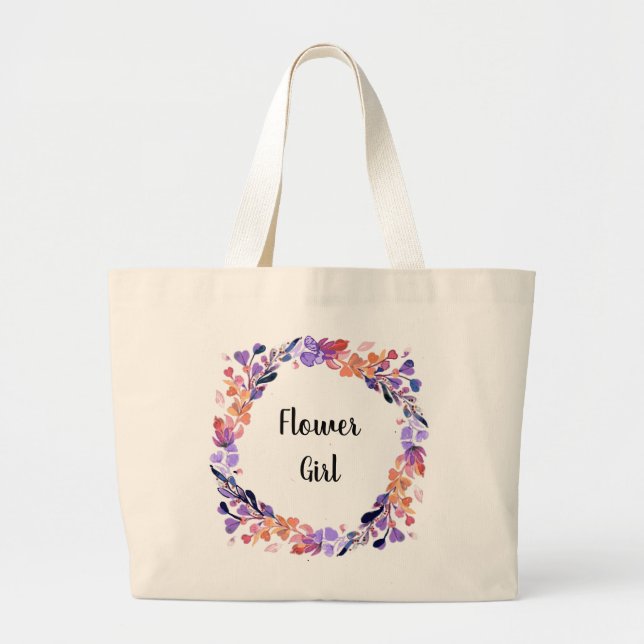 Bolsa Tote Grande Floral Wreath Flower Girl (Frente)