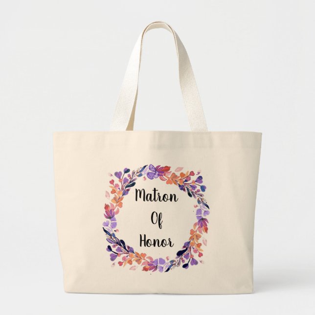 Bolsa Tote Grande Floral Wreath Matron Of Honor (Frente)