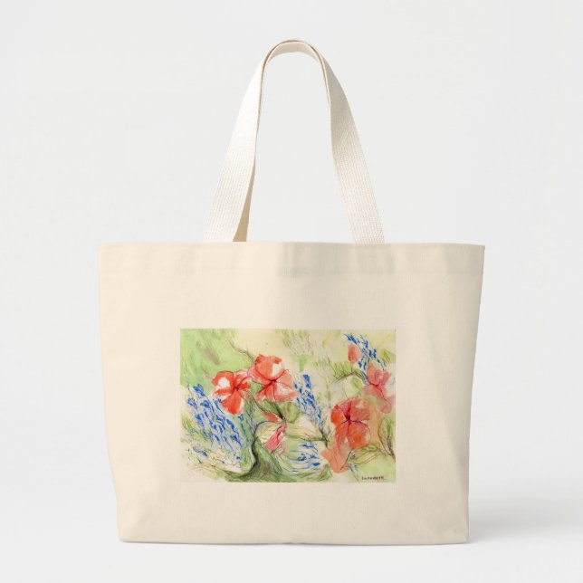 Bolsa Tote Grande Flores Balsam e Lobelia (Frente)