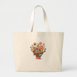 Bolsa Tote Grande Flores, buquê, vaso de flores