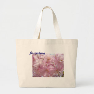 Bolsa Tote Grande Flores cor-de-rosa da flor da árvore dos presente