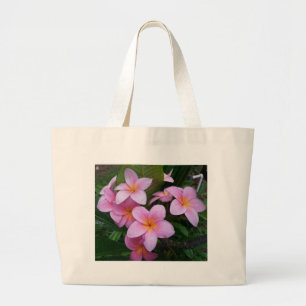 Bolsa Tote Grande Flores cor-de-rosa do Plumeria de Havaí