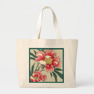 Bolsa Tote Grande Flores da peônia do vintage