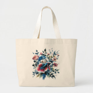 Bolsa Tote Grande Flores de estilo oriental e ecobag de peixes beta
