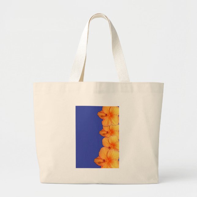 Bolsa Tote Grande Flores de Hibiscus Orange Havaianos (Frente)