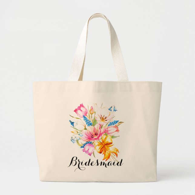 Bolsa Tote Grande Flores de Mola - Balão de Artes de Bridesmaid (Frente)