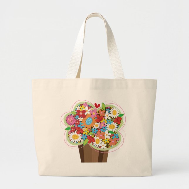 Bolsa Tote Grande Flores De Mola De Cupcake Quente (Frente)