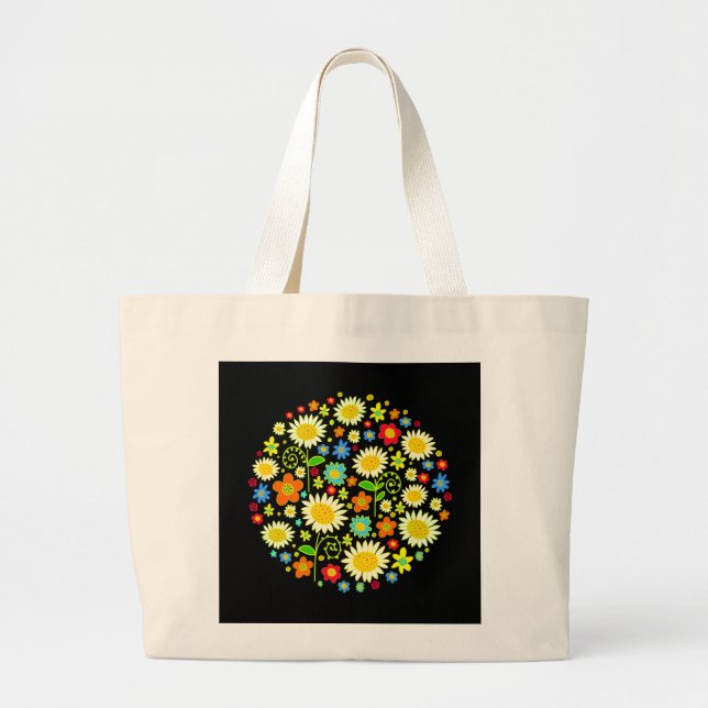 Bolsa Tote Grande Flores de primavera (Frente)